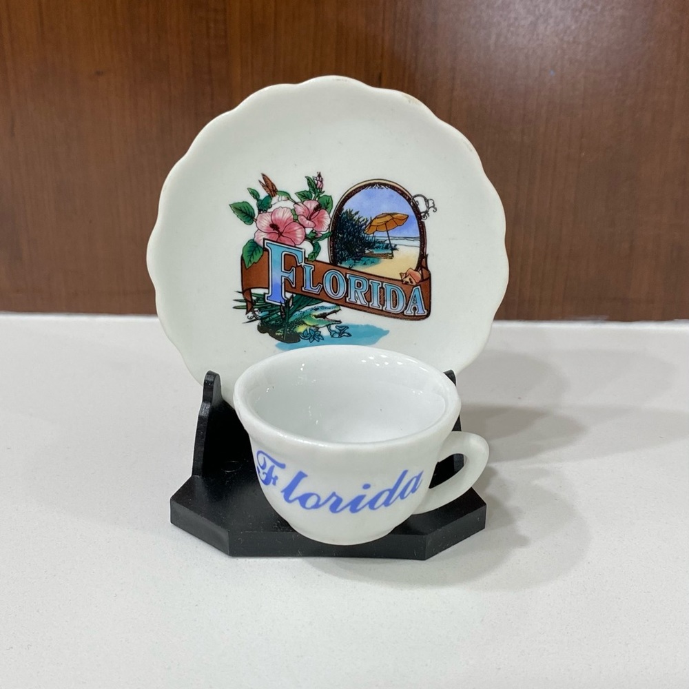 Tea Cup & Mini Plate VTG Florida souvenir NWOT in box.
